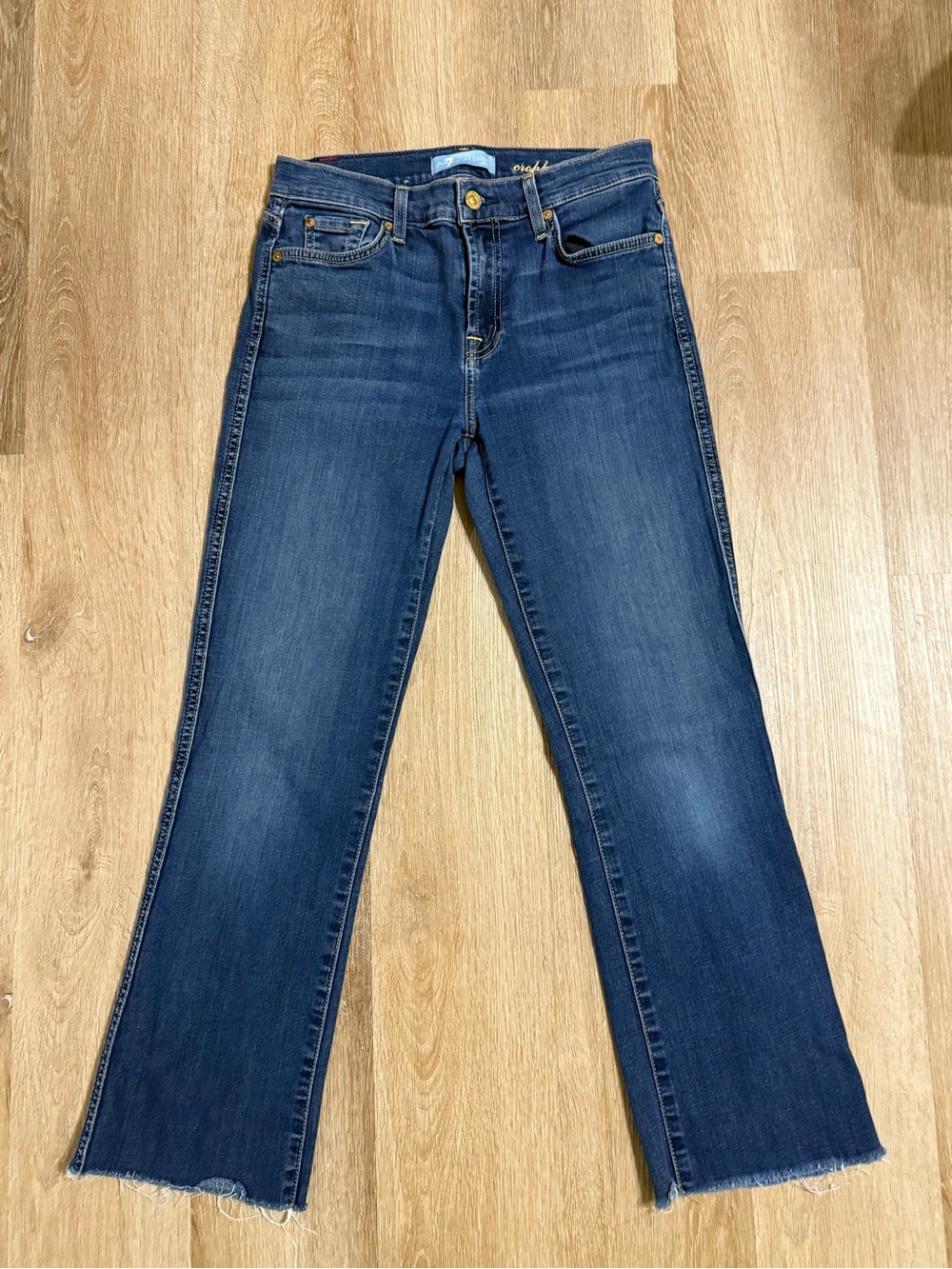 7 for All Mankind B(air) Cropped Boot Jeans Size 27 Lightweight Summer Dark Wash